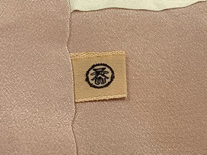 平和屋着物■上質な色無地　壺垂れ地紋　薄柿色　阪急百貨店扱い　正絹　逸品　AABF8683oa