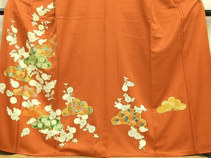平和屋着物■訪問着　駒刺繍　花松文　金彩　正絹　逸品　AABF8684oa