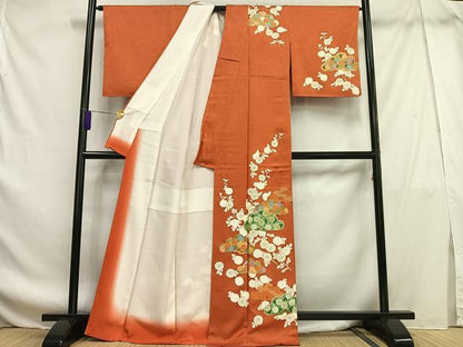 平和屋着物■訪問着　駒刺繍　花松文　金彩　正絹　逸品　AABF8684oa