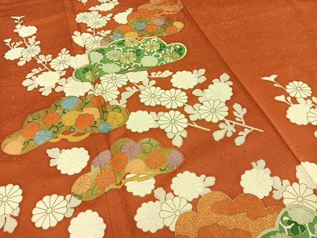 平和屋着物■訪問着　駒刺繍　花松文　金彩　正絹　逸品　AABF8684oa