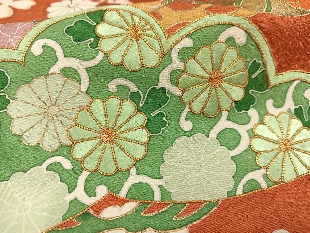 平和屋着物■訪問着　駒刺繍　花松文　金彩　正絹　逸品　AABF8684oa
