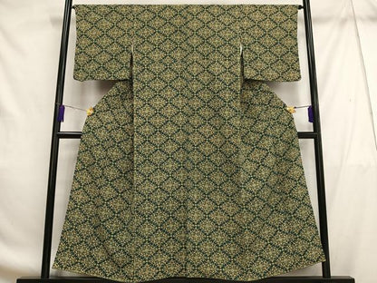 平和屋着物■上質な小紋　飾花菱文　正絹　逸品　AABF8688oa
