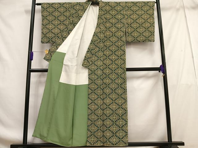 平和屋着物■上質な小紋　飾花菱文　正絹　逸品　AABF8688oa
