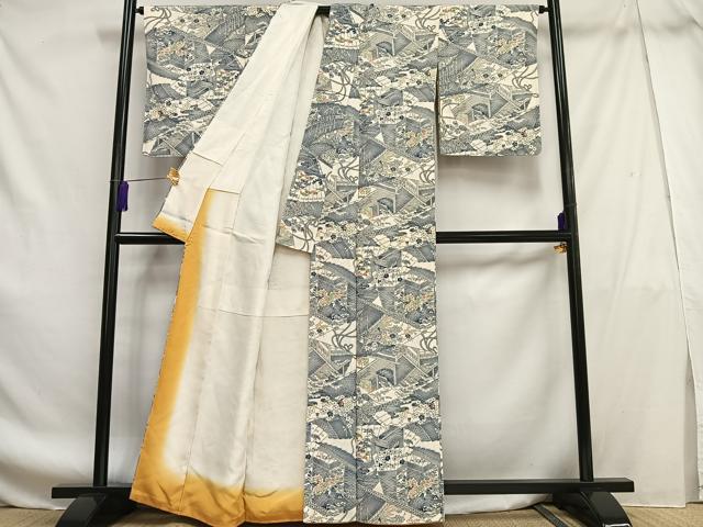 平和屋着物■上質な小紋　檜扇御所車花文　正絹　逸品　AABF8693oa