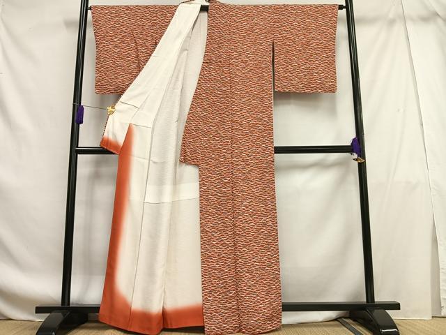 平和屋着物■上質な小紋　雪芝文　鬼しぼ縮緬　正絹　逸品　AABF8696oa