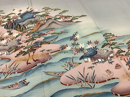 平和屋着物■色留訪問着 風景文 暈し染め 金彩 正絹 逸品 AABF8700oa