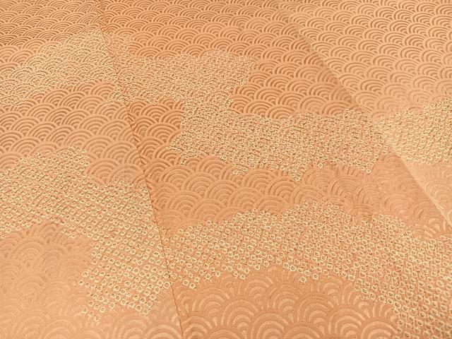 平和屋着物■訪問着 絞り 青海波地紋 正絹 逸品 AABF8701oa