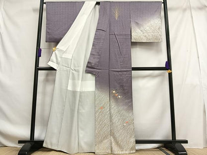 平和屋着物■訪問着　刺繍　枝花文　暈し染め　金糸　金彩　正絹　逸品　AABF8708oa
