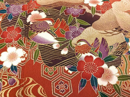 平和屋着物●豪華振袖 鴛鴦亀甲花文 暈し染め 金彩 正絹 逸品 AABF8721ph