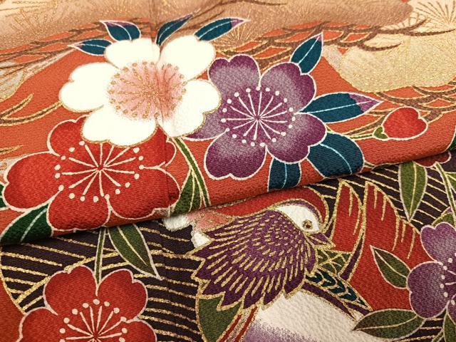 平和屋着物●豪華振袖 鴛鴦亀甲花文 暈し染め 金彩 正絹 逸品 AABF8721ph
