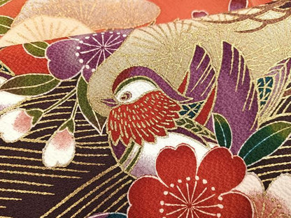 平和屋着物●豪華振袖 鴛鴦亀甲花文 暈し染め 金彩 正絹 逸品 AABF8721ph