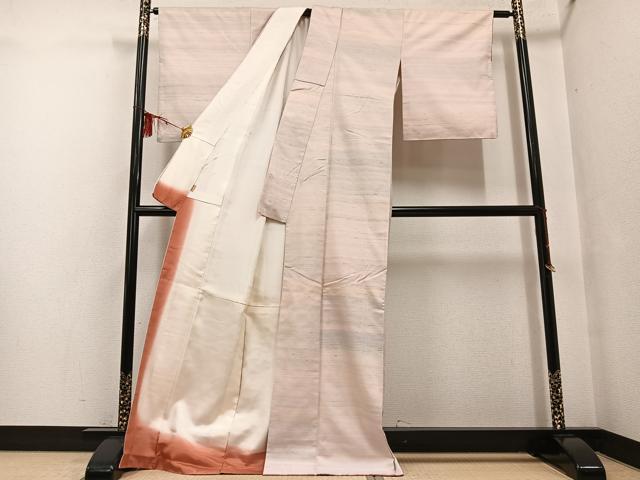 平和屋着物●紅花紬　米沢　霞文　正絹　逸品　AABF8723ph