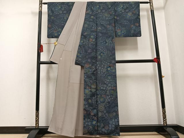 平和屋着物●上質な小紋 中国三大刺繍 汕頭刺繍 スワトウ刺繍 総刺繍 辻が花 正絹 逸品 AABF8724ph