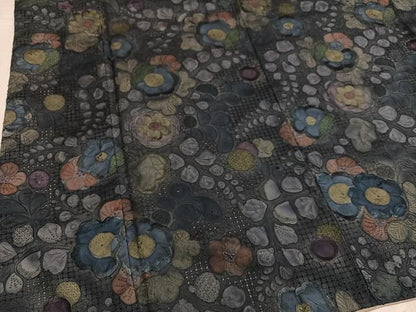 平和屋着物●上質な小紋 中国三大刺繍 汕頭刺繍 スワトウ刺繍 総刺繍 辻が花 正絹 逸品 AABF8724ph