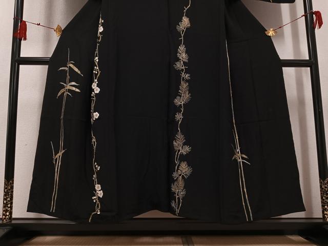 平和屋着物●山口美術織物　皇室　伊勢神宮御用　西陣織　訪問着　刺繍　松竹梅　黒地　金糸　正絹　逸品　AABF8726ph
