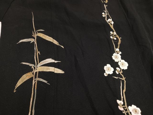 平和屋着物●山口美術織物　皇室　伊勢神宮御用　西陣織　訪問着　刺繍　松竹梅　黒地　金糸　正絹　逸品　AABF8726ph