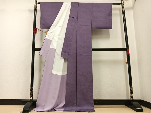 平和屋着物●本草木染作家　圓啓　江戸小紋　鮫小紋柄　暈し染め　ロング丈　正絹　逸品　AABF8727ph