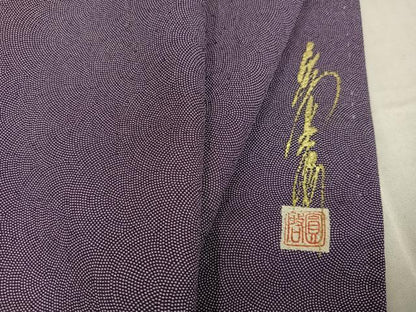 平和屋着物●本草木染作家　圓啓　江戸小紋　鮫小紋柄　暈し染め　ロング丈　正絹　逸品　AABF8727ph