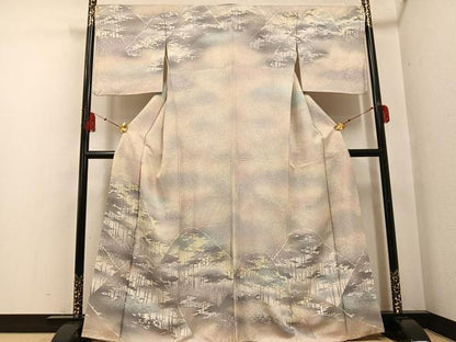 平和屋着物●訪問着　ろうけつ染め　遠山樹林文　暈し染め　正絹　逸品　AABF8728ph