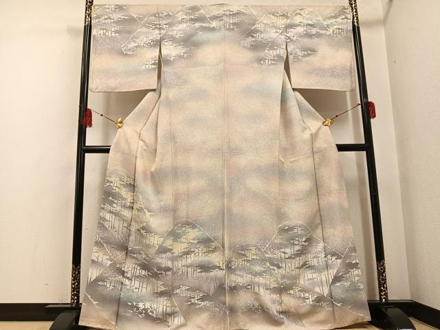 平和屋着物●訪問着　ろうけつ染め　遠山樹林文　暈し染め　正絹　逸品　AABF8728ph