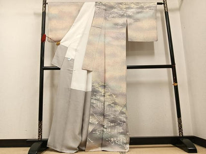 平和屋着物●訪問着　ろうけつ染め　遠山樹林文　暈し染め　正絹　逸品　AABF8728ph