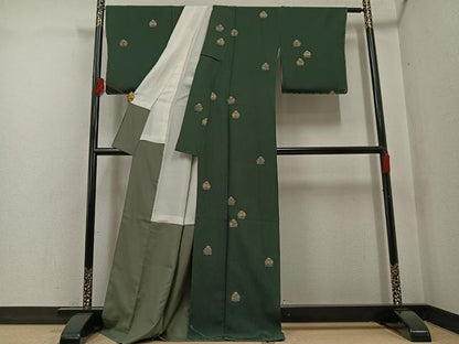 平和屋着物●訪問着　印伝　草花文　正絹　逸品　未使用　AABF8731ph