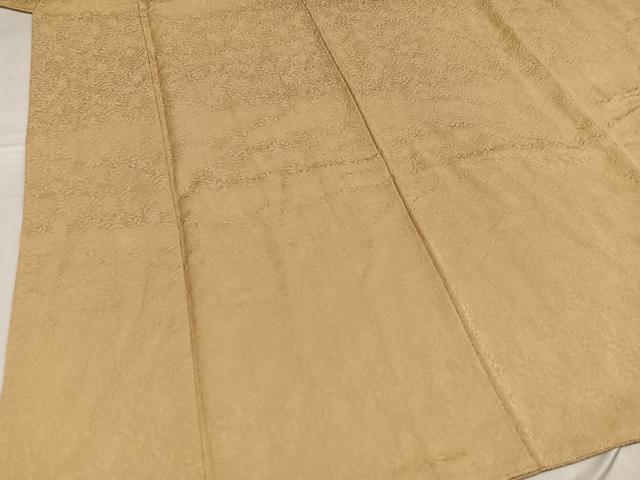 平和屋着物●上質な色無地　堅牢染　草木南天染　南天紋様　榛色　反端付き　正絹　逸品　AABF8732ph