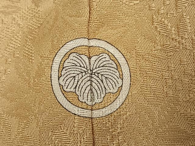 平和屋着物●上質な色無地　堅牢染　草木南天染　南天紋様　榛色　反端付き　正絹　逸品　AABF8732ph
