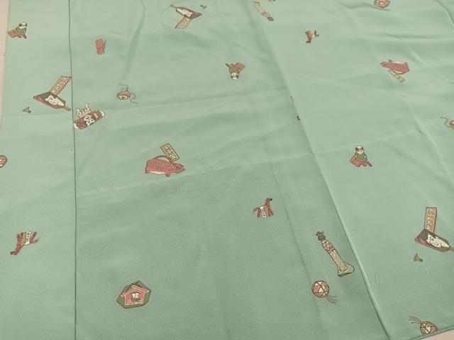 平和屋着物●長襦袢　無双仕立て　玩具文　正絹　逸品　AABF8735ph