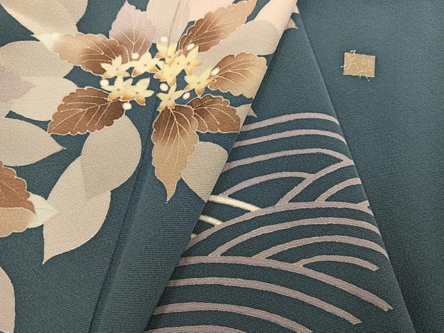 平和屋着物●本加賀友禅作家　小田美知代　訪問着　草花立波文　正絹　逸品　AABF8738ph