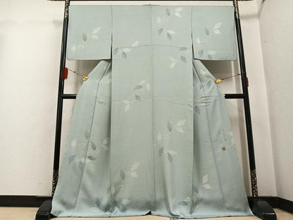 平和屋着物●染色作家　草野一騎　小紋　草花文　金彩　正絹　逸品　AABF8739ph