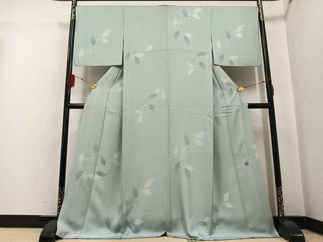 平和屋着物●染色作家　草野一騎　小紋　草花文　金彩　正絹　逸品　AABF8739ph