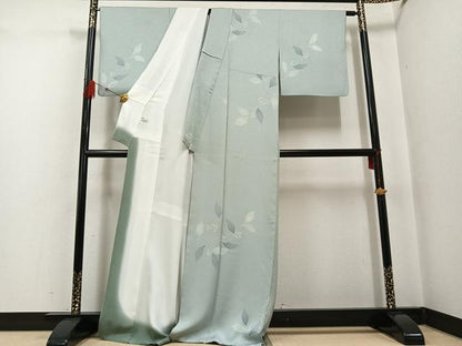 平和屋着物●染色作家　草野一騎　小紋　草花文　金彩　正絹　逸品　AABF8739ph