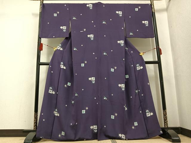 平和屋着物●上質な小紋　草花文　正絹　逸品　AABF8740ph