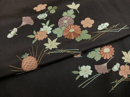 平和屋着物●訪問着　総刺繍　吹き寄せ文　金糸　伊勢丹扱い　正絹　逸品　AABF8743ph