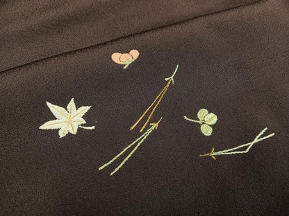 平和屋着物●訪問着　総刺繍　吹き寄せ文　金糸　伊勢丹扱い　正絹　逸品　AABF8743ph