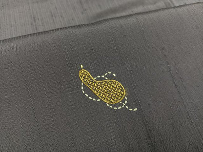 平和屋着物●上質な紬　刺繍　瓢箪　正絹　逸品　AABF8744ph