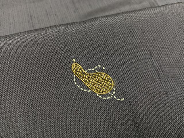 平和屋着物●上質な紬　刺繍　瓢箪　正絹　逸品　AABF8744ph