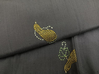 平和屋着物●上質な紬　刺繍　瓢箪　正絹　逸品　AABF8744ph