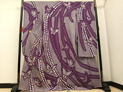平和屋着物●豪華振袖　総絞り　花蝶文　正絹　逸品　未使用　AABF8748ph