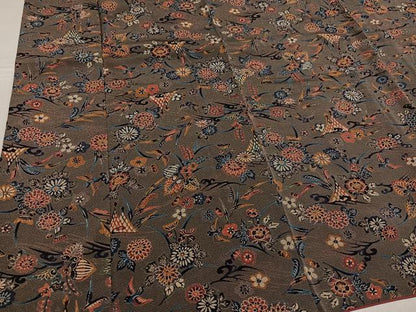 平和屋着物●上質な小紋 型染め 花鳥文 鬼しぼ縮緬 高島屋扱い 正絹 逸品 AABF8750ph