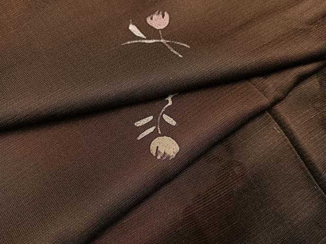 平和屋着物●上質な小紋 お召地 ろうけつ染め うさぎ花文 モール織 暈し染め 正絹 逸品 AABF8751ph