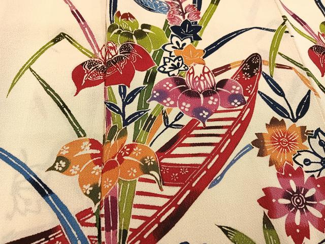 平和屋着物●訪問着 紅型 花船籬文 鬼しぼ縮緬 正絹 逸品 AABF8753ph