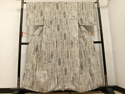 平和屋着物●上質な小紋　草木文　正絹　逸品　AABF8755ph