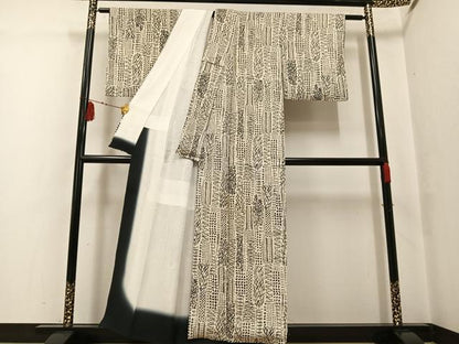 平和屋着物●上質な小紋　草木文　正絹　逸品　AABF8755ph