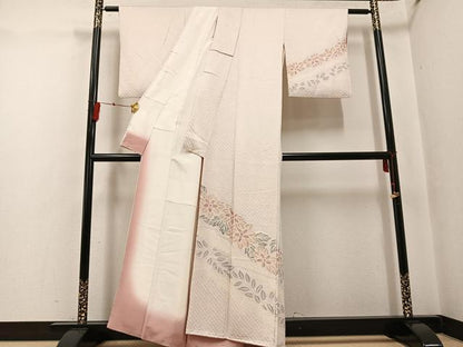 平和屋着物●訪問着 絞り 草花文 正絹 逸品 AABF8756ph