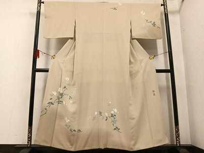 平和屋着物●京加賀友禅　百貫達雄　訪問着　枝花文　正絹　逸品　AABF8760ph
