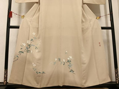 平和屋着物●京加賀友禅　百貫達雄　訪問着　枝花文　正絹　逸品　AABF8760ph