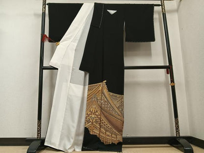 平和屋着物●金彩友禅 卓越技能者・名工・和田光正 黒留袖 日光東照宮 金彩 正絹 逸品 未使用 AABF8761ph