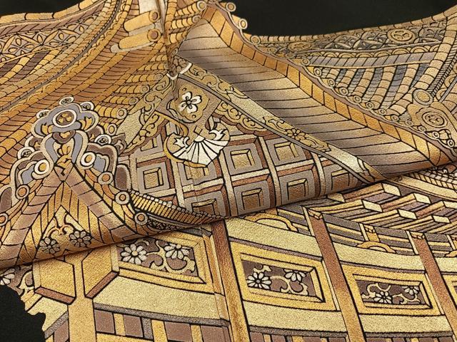平和屋着物●金彩友禅 卓越技能者・名工・和田光正 黒留袖 日光東照宮 金彩 正絹 逸品 未使用 AABF8761ph